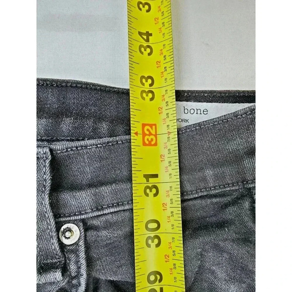 Rag & Bone Size 25X24 Women Black Ankle Skinny Embroidered Pocket Logo Jeans USA - Picture 12 of 13